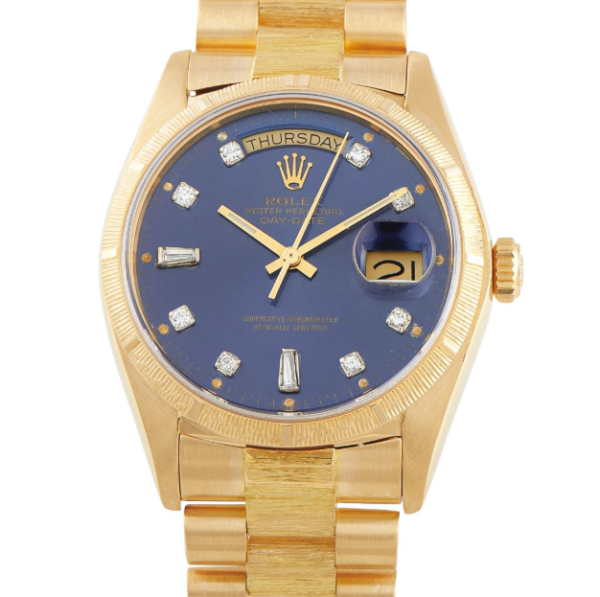 6 Bark Blue Dial Yellow Gold President Watch 18078